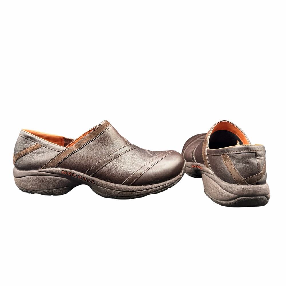 Merrell Bug Brown Leather Slip On Clogs Women’s 9 EU 40 Comfort